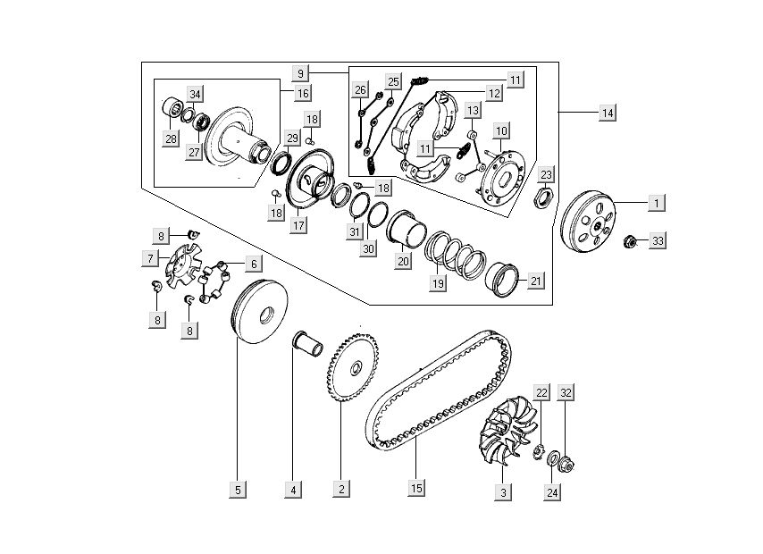 Wariator - sprzęgło Kymco People S 4-suwowy tytan