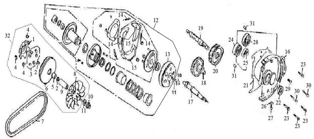 Części wariatora Killerbee Custom 125cc