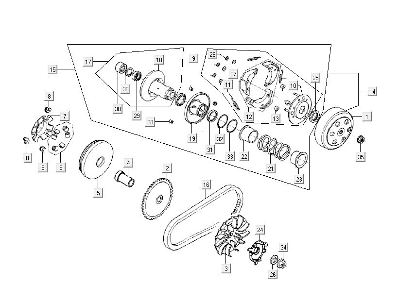 Variator Kymco Like 4-suwowy czarny połysk jak T T 2015