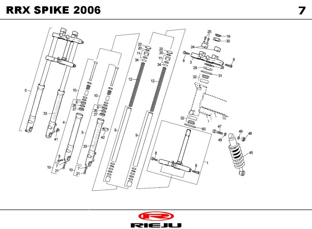 Zawieszenie 2 Rieju Spike-X niebieskie 2009 2-suwowe