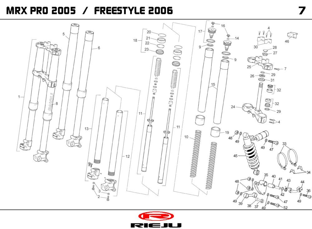 Zawieszenie Rieju MRX pro niebieskie 2006 2-suwowy
