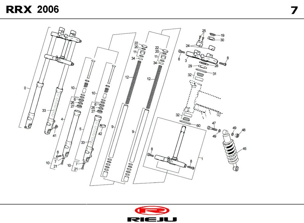 Zawieszenie Rieju RRX niebieskie 2009 2-suwowe