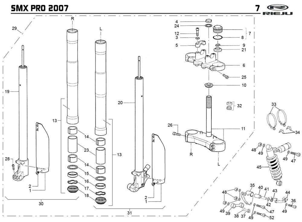 Zawieszenie Rieju SMX pro czarne 2008 2-suwowe