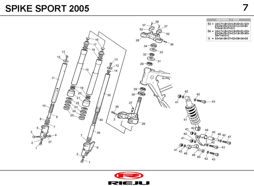Zawieszenie Rieju Spike żółty 2007 2-suwowy