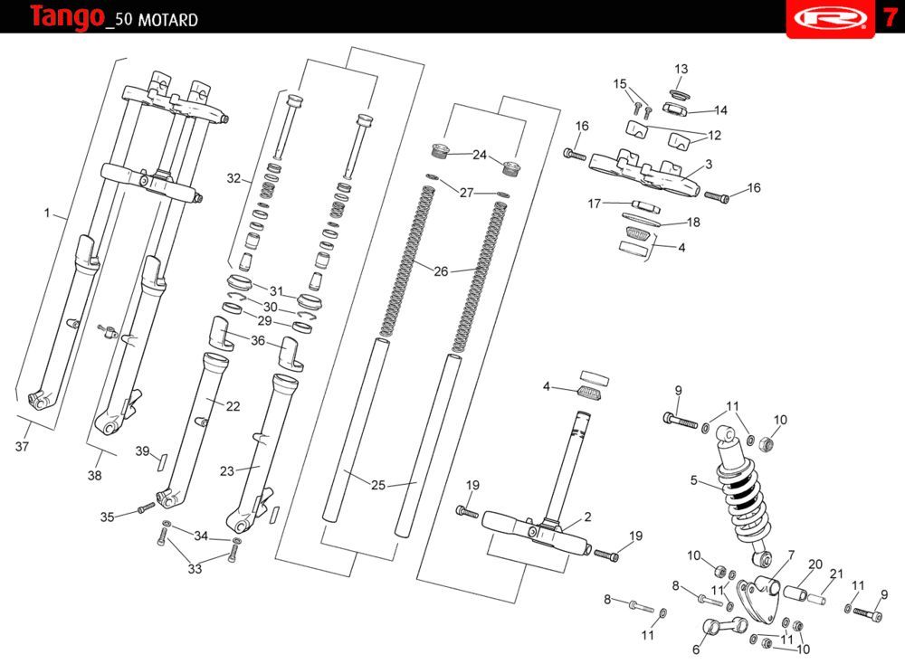 Zawieszenie Rieju Tango niebieskie 2010 2-suwowe