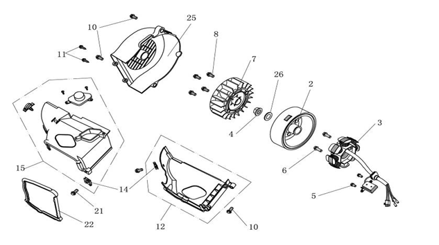China koło zamachowe Ape50 brązowy