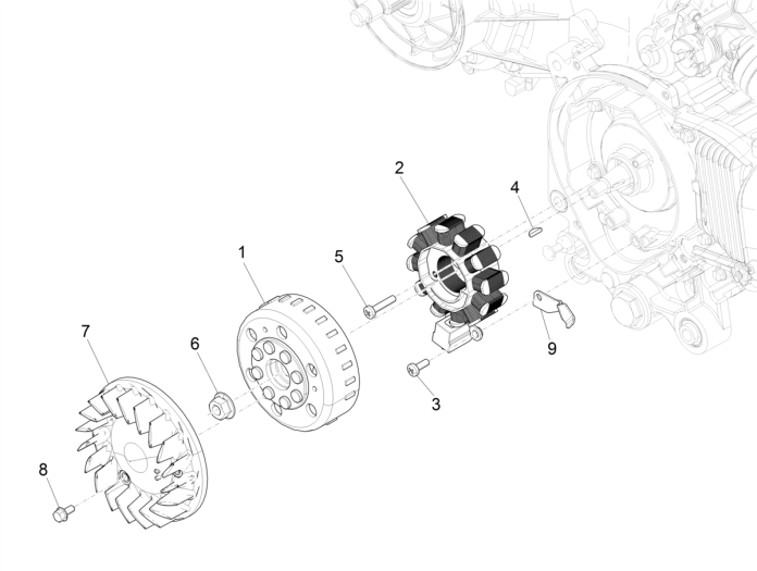 Koło zamachowe Vespa Sprint 4-suwowy 3-zaworowy (euro4 wtrysku IGET)