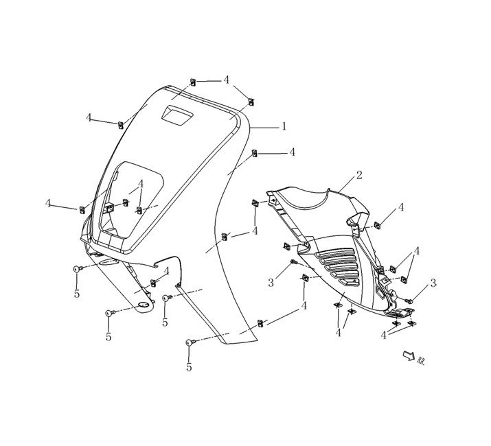 Elementy obudowy przedniej AGM Qube czarny matowy