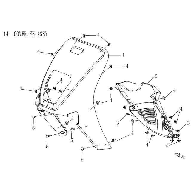 Elementy obudowy przedniej AGM Qube szara