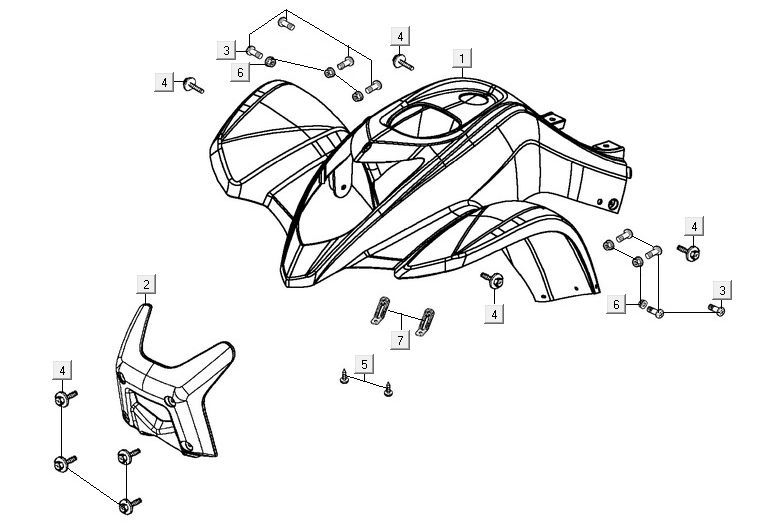 Obudowa przednia Kymco Maxxer 90 Czarna
