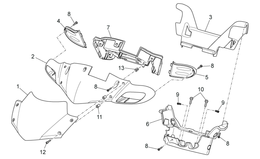 Osłony przednie I Aprilia SR 50 H2O ie+carb 2004-2009