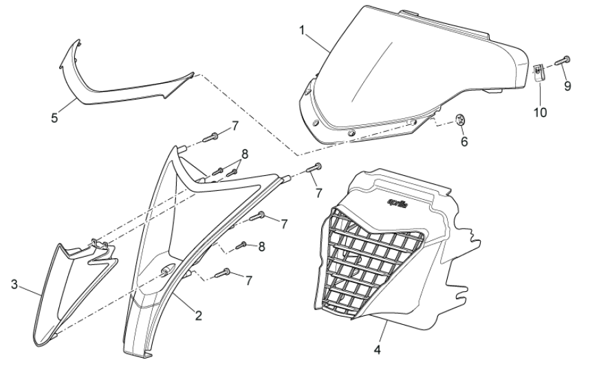 Osłony przednie II Aprilia SR 50 H2O ie+carb 2004-2009 czerwone