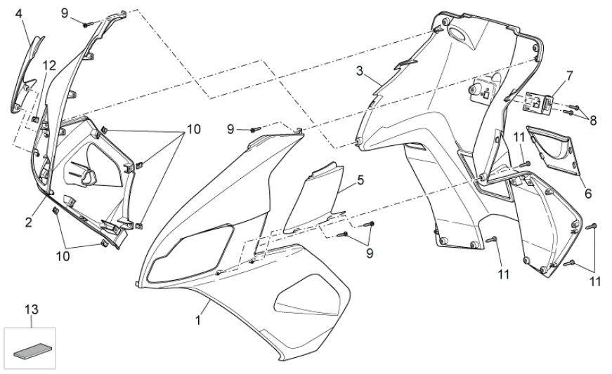Osłony przednie III Aprilia SR 50 H2O ie+carb 2004-2009 czerwone