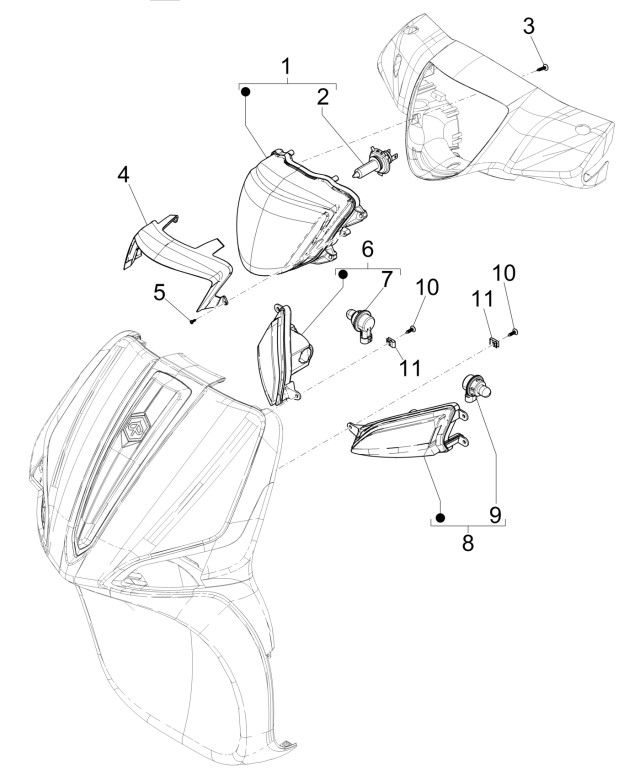 Lampy przednie - Piaggio Liberty 125 4-suwowy 3V IE ABS kierunkowskazy (IGET Euro 5)