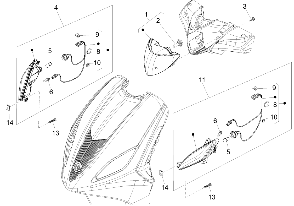 Lampy przednie - Piaggio 125 4-suwowy 3V IE E3 kierunkowskazy