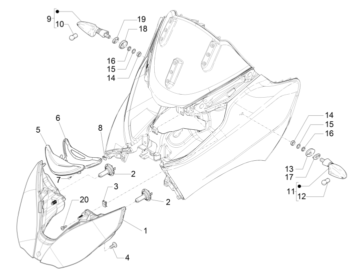 Światła przednie - Kierunkowskazy Piaggio MP3 500 LT Business 2014-2016