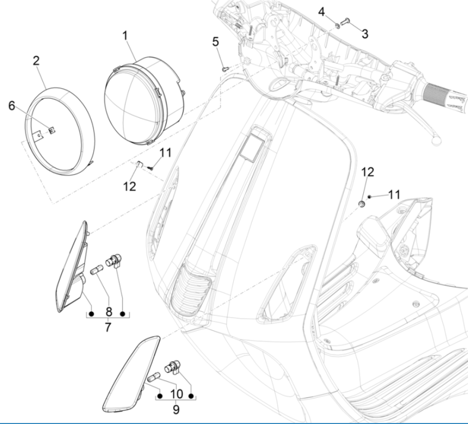Światła przednie Vespa Elektrica 45KM/H E5 2021 (EMEA)