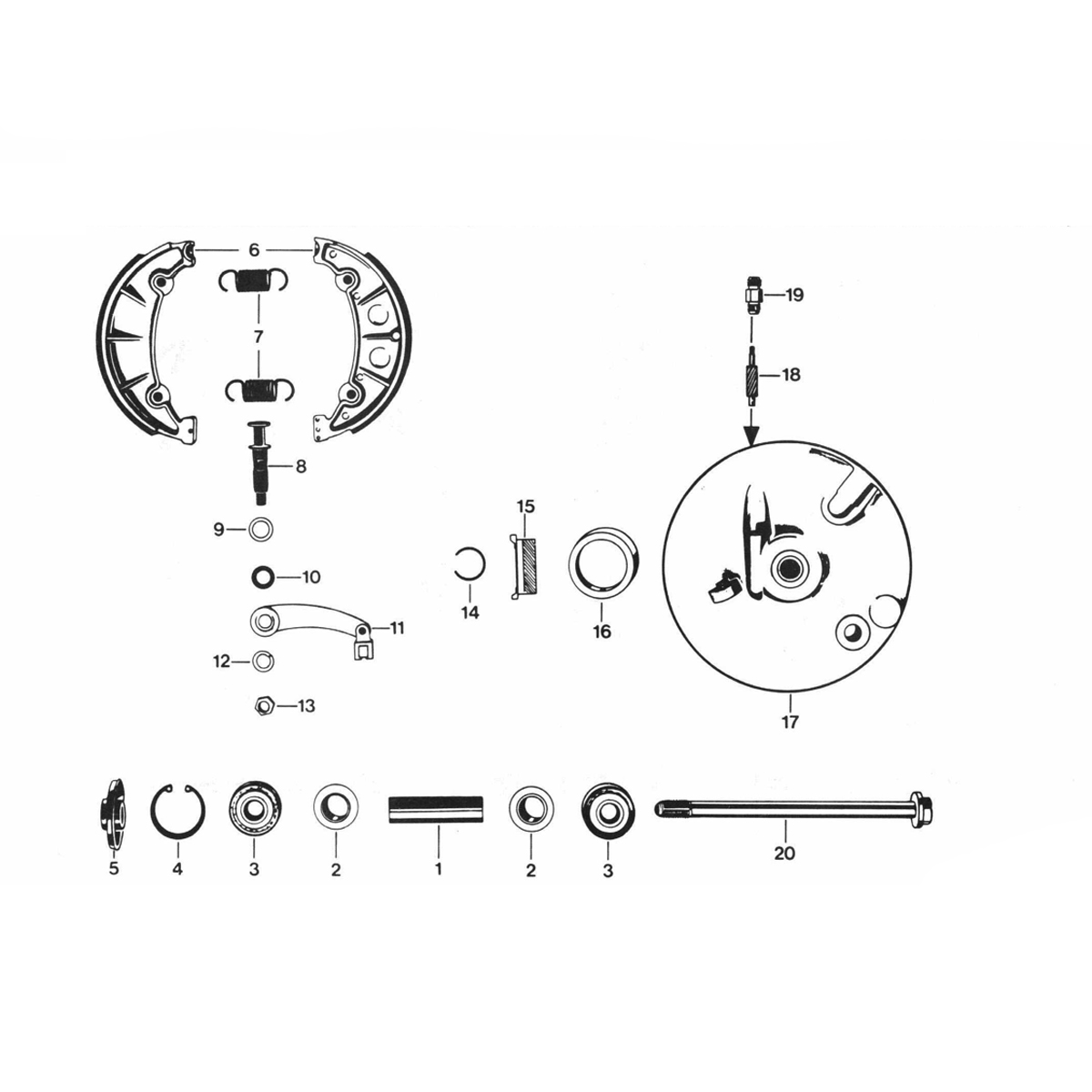 Piasta koła przedniego - wszystkie typy szczęk hamulcowych Zundapp 529