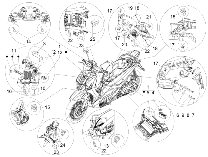 Główna grupa kabli Piaggio Beverly 350 E3 Sport Touring 2013-2014