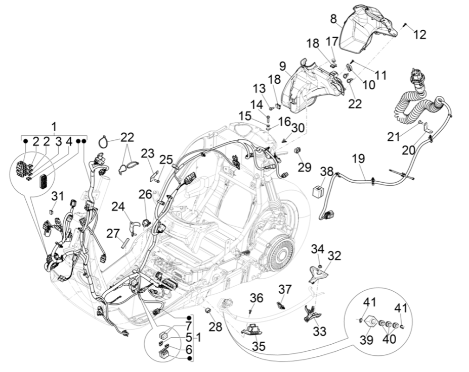 Główna Vespa Elektrica 45KM/H E5 2021 (EMEA) grupa kabli
