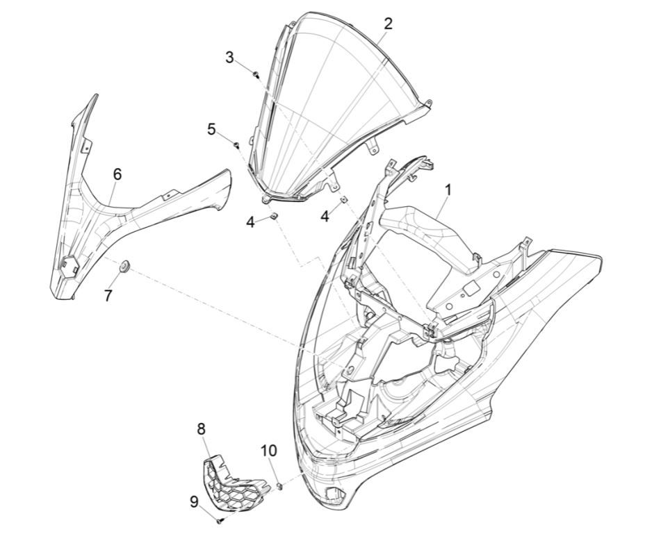 Piaggio MP3 300 HPE /300 HPE SPORT E5 ABS 2020-2022 płyta przednia (EMEA)