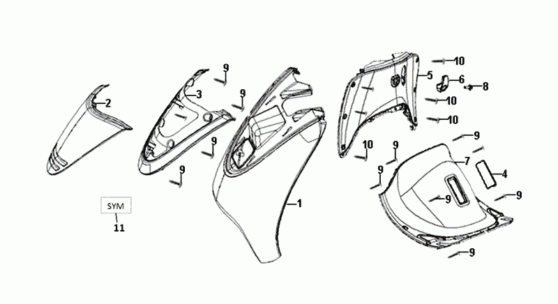 Płyta czołowa Wskaźniki Płyty Wewnętrznej Sym Allo Euro4 (LX-17348) Jasny Brąz