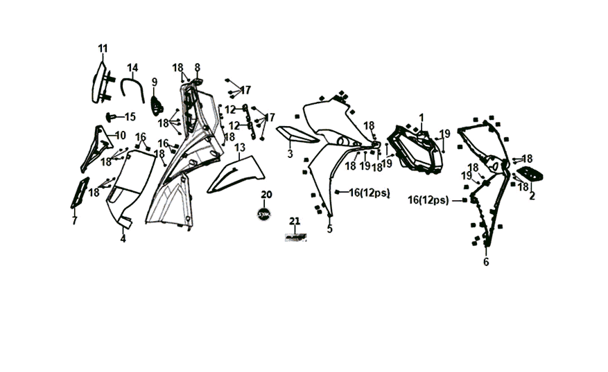 Wskaźniki płyty wewnętrznej płyty czołowej Sym Jet 14 czerwona (R-010C)