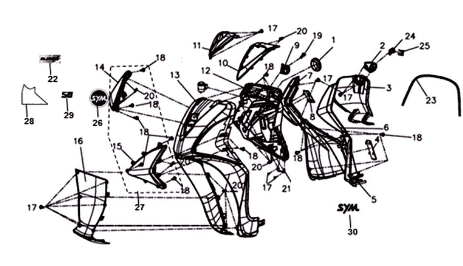 Płyta czołowa Inner plate Indicators Sym Symphony ST euro4 (WH-006) biały
