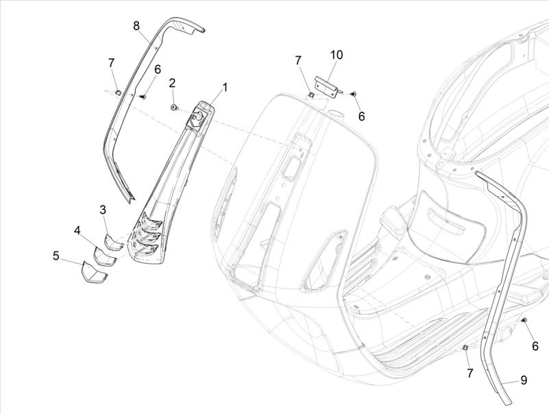 Płyta przednia - Rama dekoracyjna Vespa Elektrica 25/KMH SCH E5 2021 (EMEA)