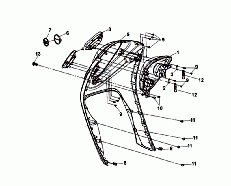 Przednia płyta migająca. Wewnątrz b. Sym Mio 50I (WH-8018P OR-1495P) Biały Pomarańczowy