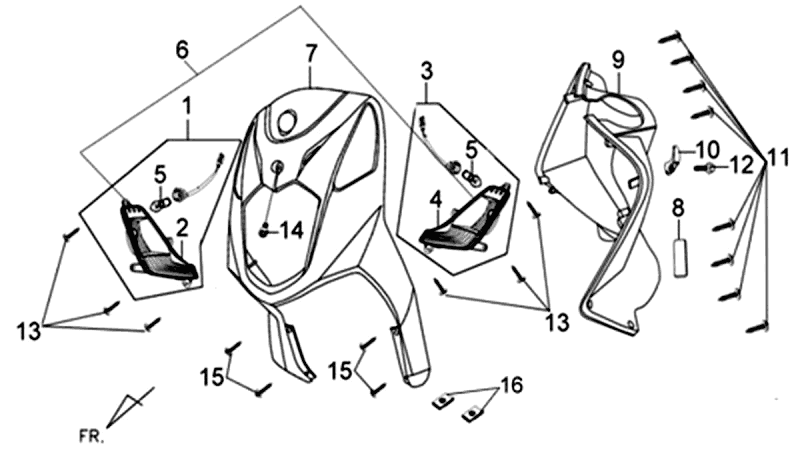 Tabliczka przednia Inseam Shield Sym Orbit II (R010CA) czerwona