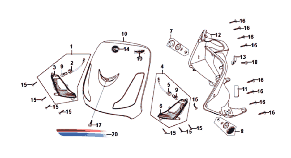 Kierunkowskazy Inseam Shield Sym Fiddle II euro4 (WH-006) Białe