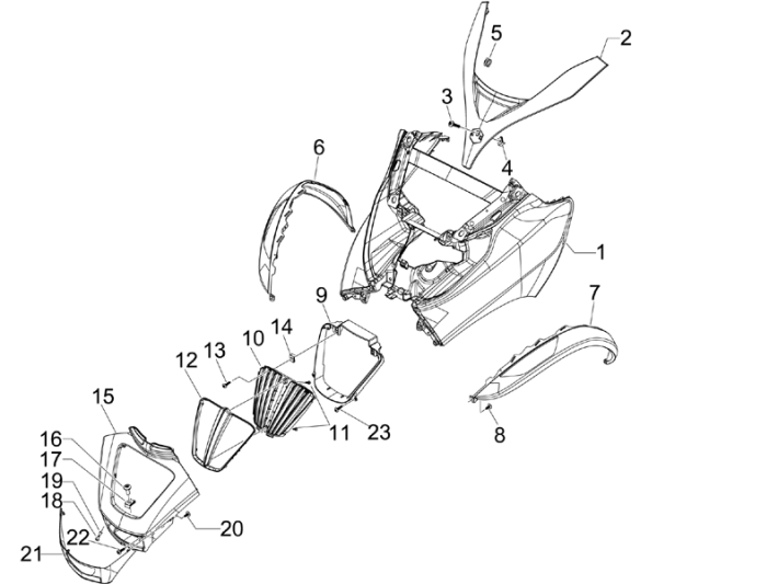 Płyta przednia Piaggio MP3 300LT Sport 2009-2014 czarna konkurencja 98/A