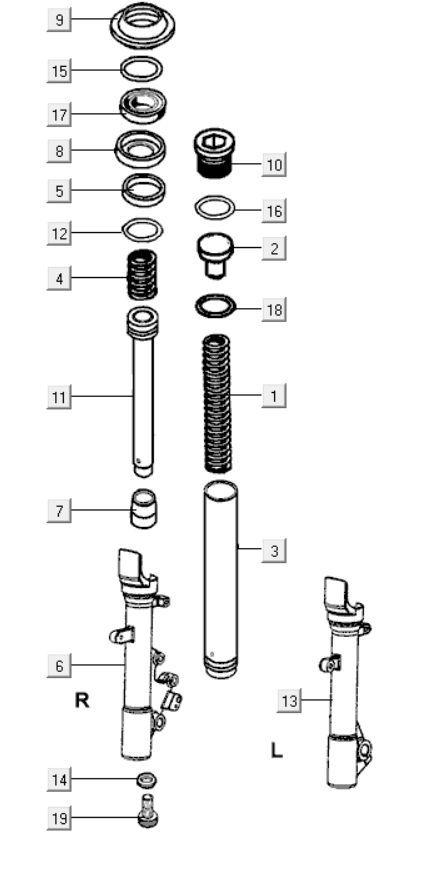 Części przedniej nogi Kymco Gti 300i