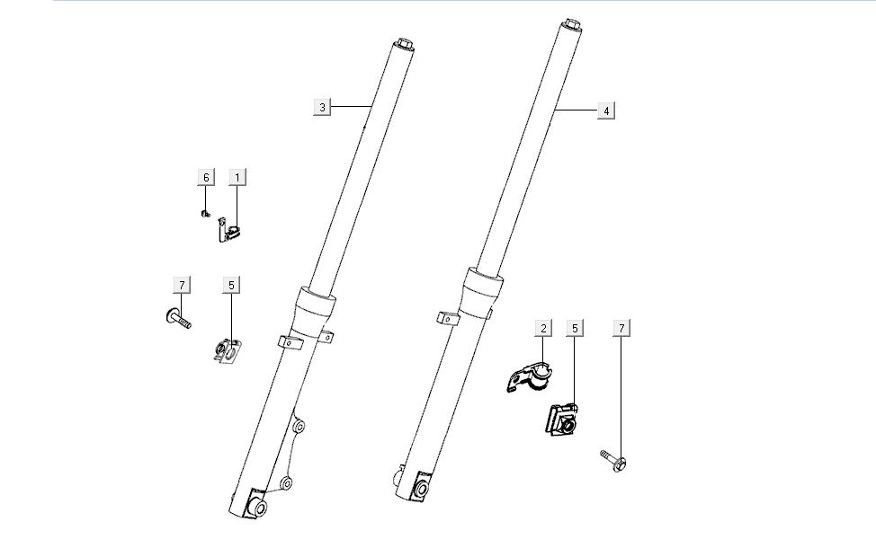 Nogi przednie Kymco K-Pipe 4-suwowe Połysk Czarny