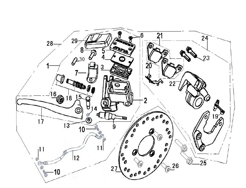 Hamulec przedni Generic Ideo czarny 2007 2-suwowy 25
