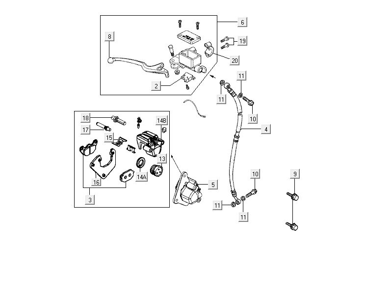 Hamulec przedni Kymco Delivery 4-suwowy biały