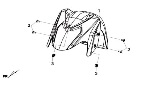 Błotnik przedni Sym Joymax 300I ABS E3 2014-2016 Srebrny (S-7S)