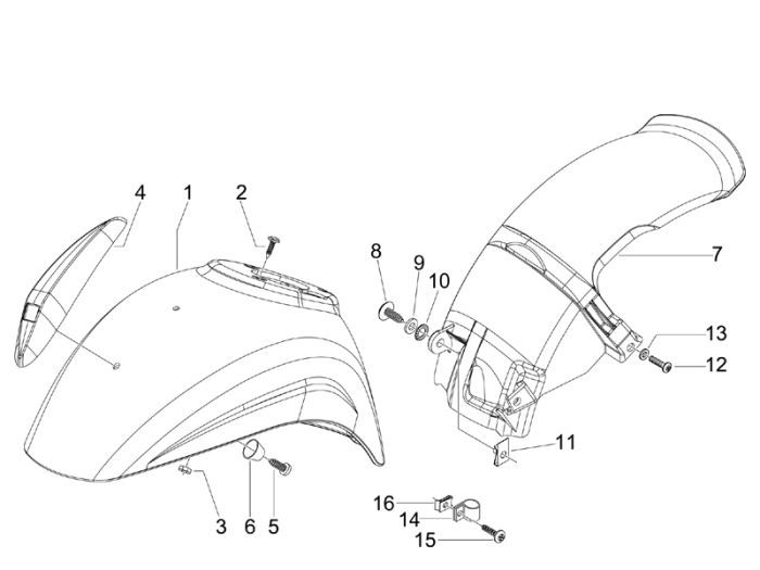 Błotnik przedni Vespa S 25km 4-suwowy 2-zawór czerwony dragon 894