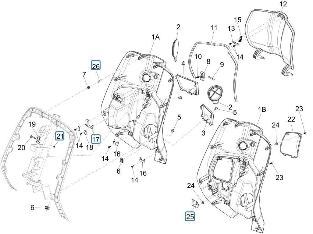 Przednia obudowa - płyta ochronna licznika Vespa Sprint 125 4T 3V IE ABS