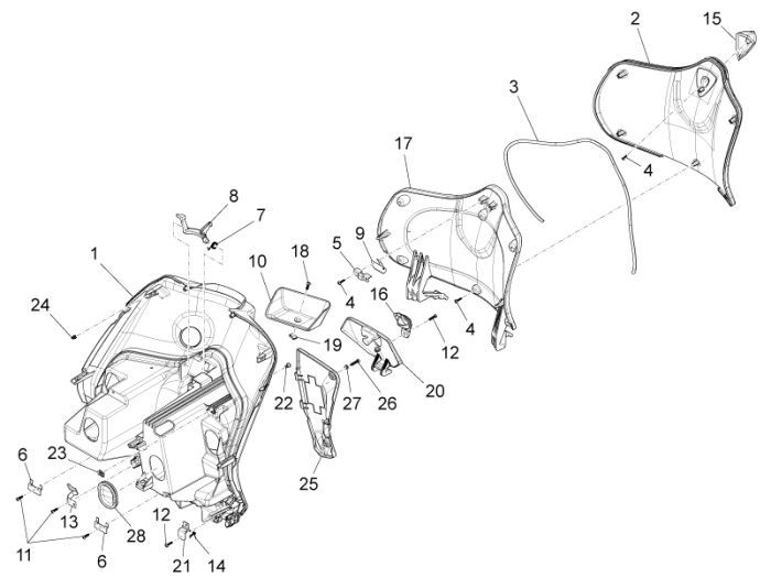 Legshield Piaggio New Fly 4-suwowy 2-zawór czarny 98/a