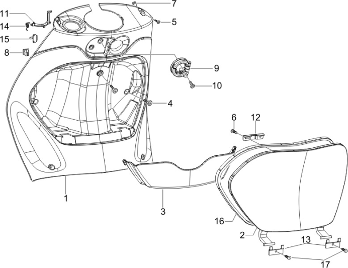 Etui przednie - Osłona tylna Piaggio Zip 50 SP 2006-2013