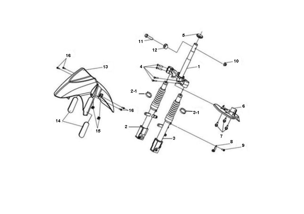 Widelec przedni- Błotnik przedni Sym Jet Sport-X 2-suwowy