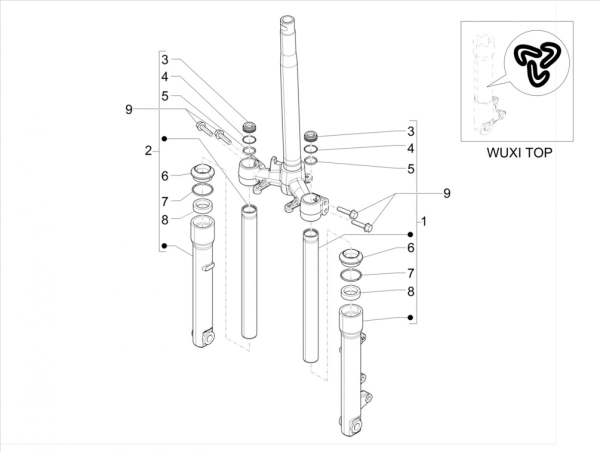 Części widelca przedniego (WUXI TOP) Liberty 125 IGET 4T 3V IE E4 ABS 2015 - 2019 (EMEA)