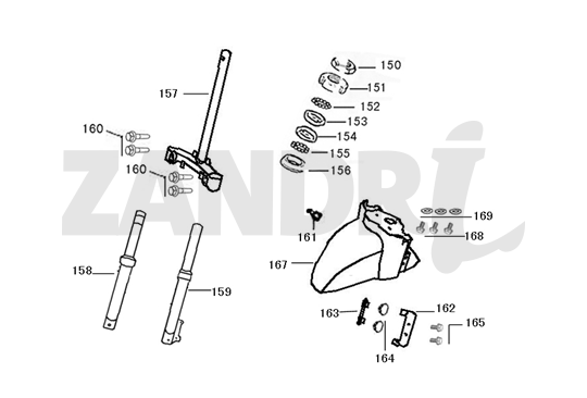 Błotnik przedni Santini Capri srebrny
