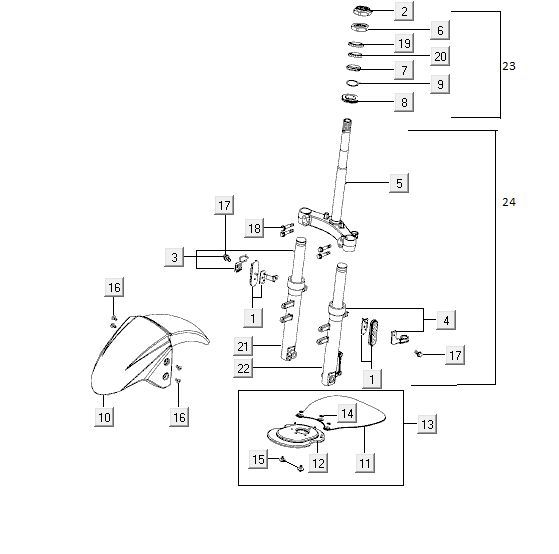 Błotnik przedni Kymco Agility Fat 12' 4-suwowy czarny długi