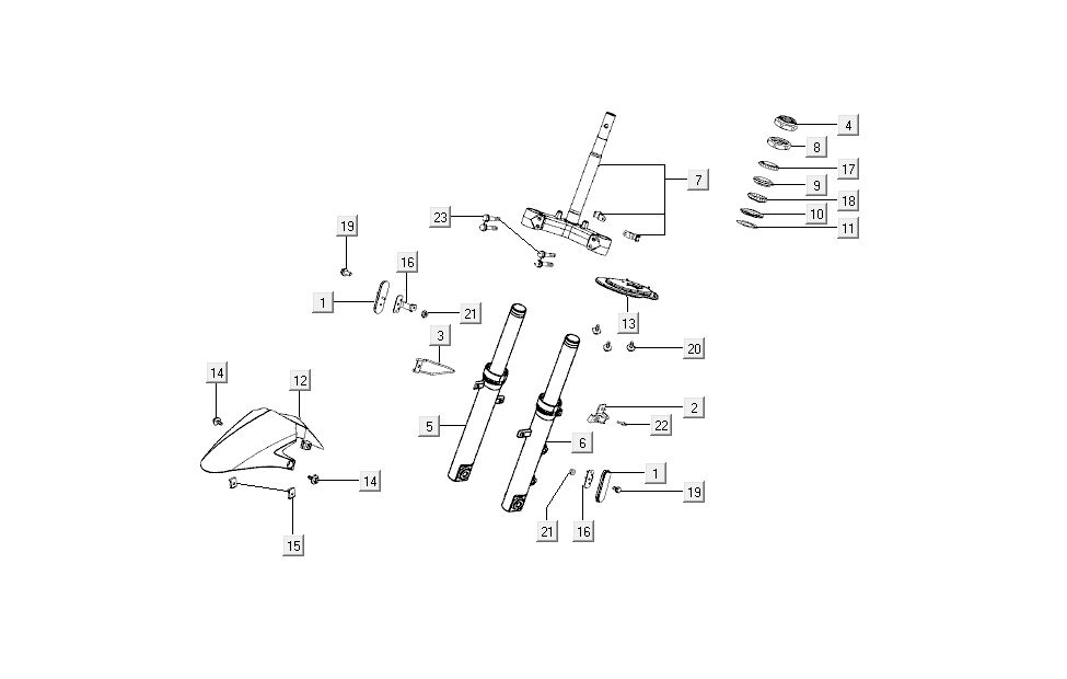 przedni widelec błotnik Kymco Super8 4-suwowy z 2009 Niebieski