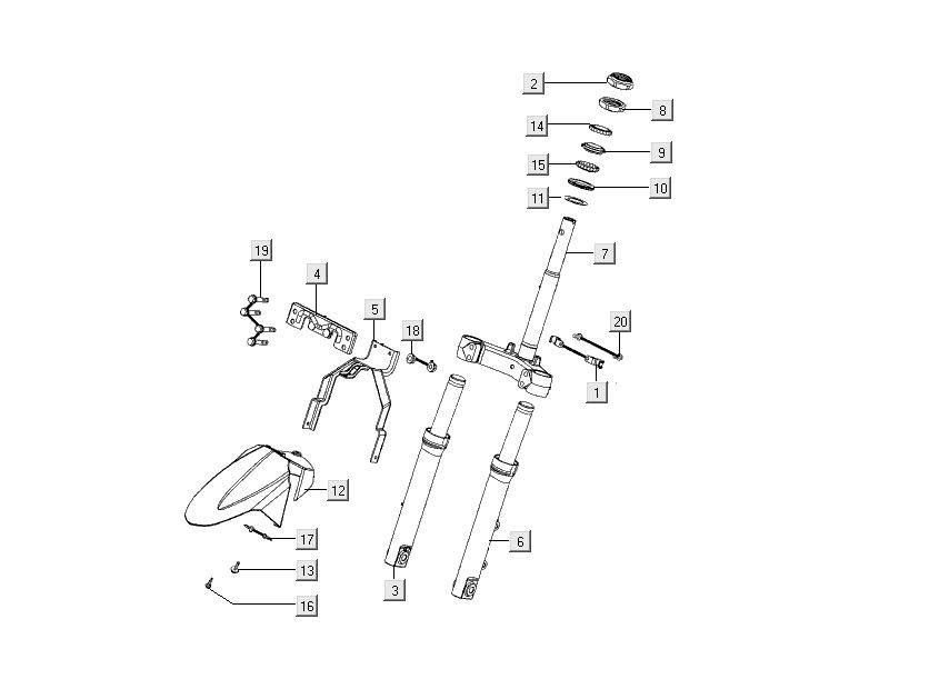Widelec przedni - błotnik Kymco People S 4-suwowy diament czarny