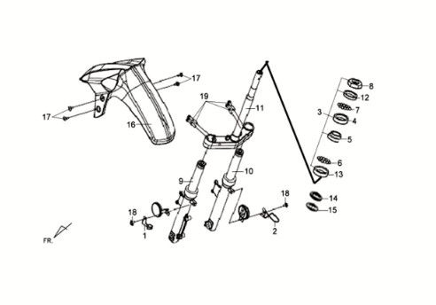Voorvork - voorbord - balhoofdstel Sym Crox 50 E3 RED/BLACK (R-086/BK-5560S)