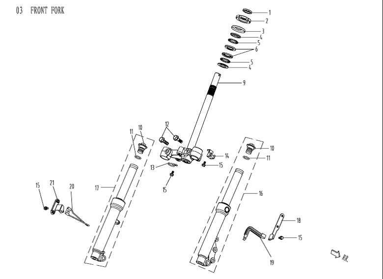Widelec przedni AGM Venom biały